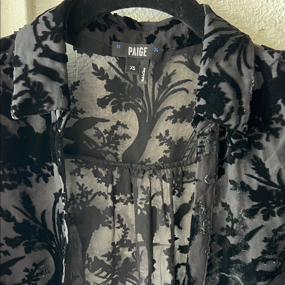 PAIGE Black and Gray Velvet Blouse